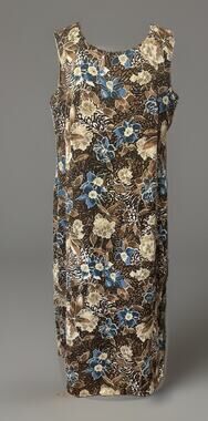 Vintage 90s Maxi Dress Reversible Floral Leopard Blue Brown Summer Travel XL